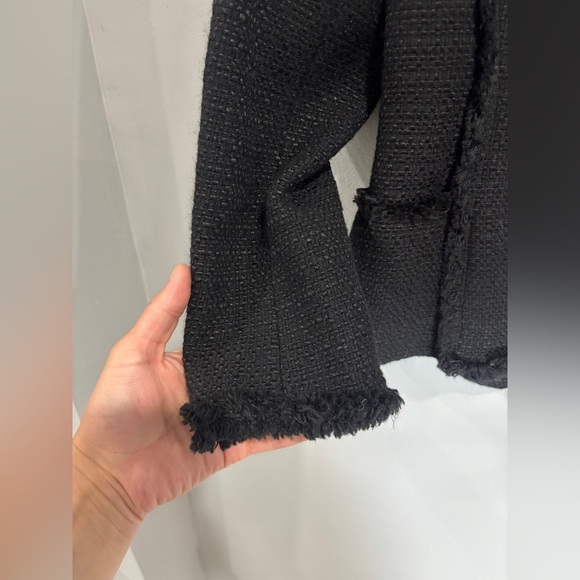 Ann Taylor Petites Wool Blend Blazer Lined Black Decorative Pin Flower Size 0P - Picture 9 of 11